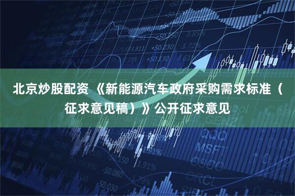 北京炒股配资 《新能源汽车政府采购需求标准（征求意见稿）》公开征求意见