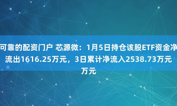 可靠的配资门户 芯源微：1月5日持仓该股ETF资金净流出1616.25万元，3日累计净流入2538.73万元