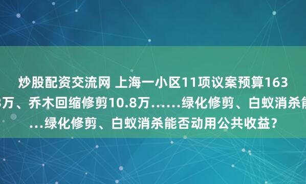 炒股配资交流网 上海一小区11项议案预算163万元！白蚁防治28万、乔木回缩修剪10.8万……绿化修剪、白蚁消杀能否动用公共收益？
